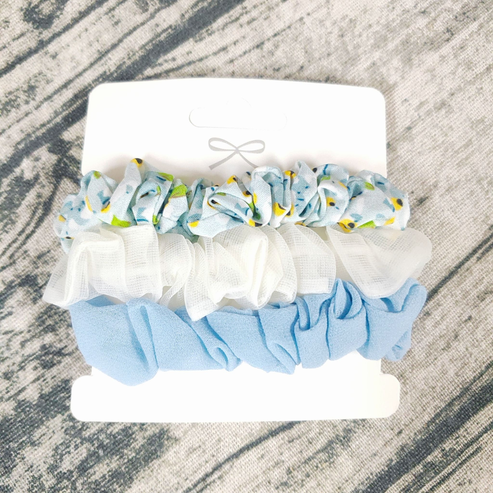 💕小V購物💕【一組3條】ins碎花網紗小清新 小腸髮圈 綁頭髮 髮束 造型髮束 韓版髮繩 橡皮筋髮圈 綁頭髮 綁馬尾-細節圖6