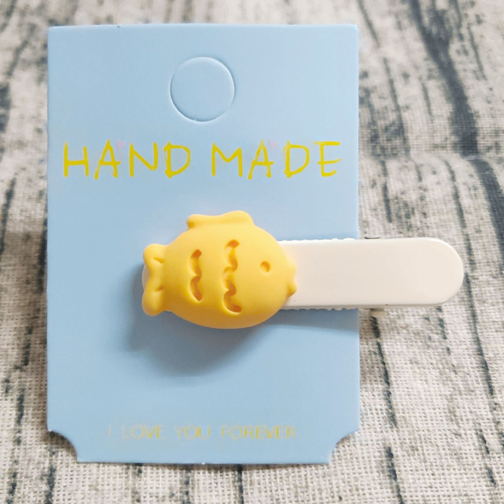 💕小V購物💕【手作髮夾系列 - 鯛魚燒 魚餅乾髮夾】 手作髮夾 奶油膠髮夾 可愛髮夾 卡通髮夾 韓系髮夾 鴨嘴夾 現-細節圖2