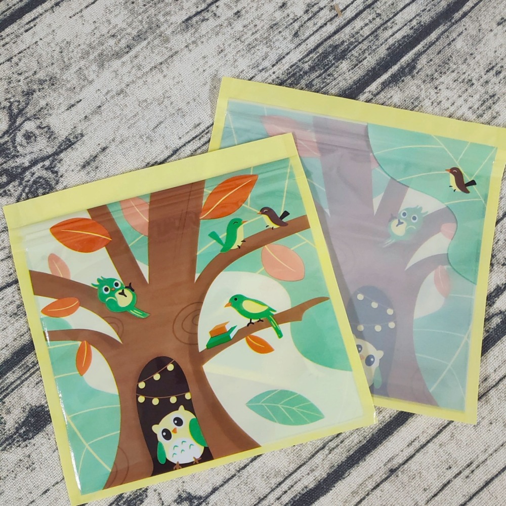 💕小V購物💕一組10入13.5x13.5cm【貓頭鷹自封包裝袋】可愛飾品 自封袋 彩色髮夾包裝袋收納袋 首飾包裝 彩-細節圖2