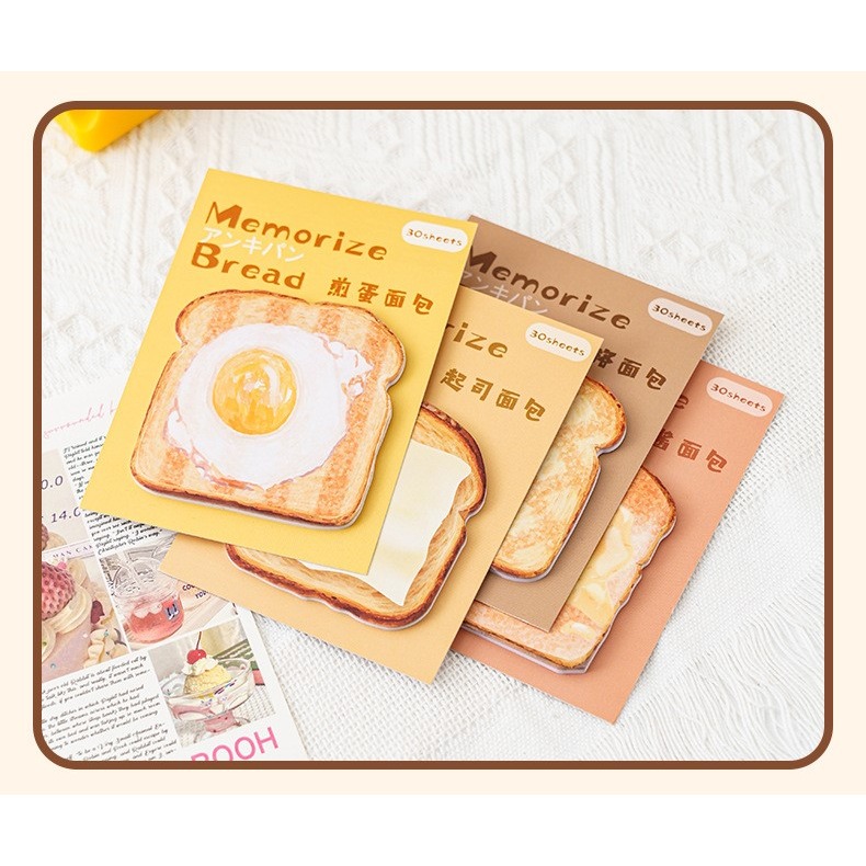 💕小V購物💕【麵包系列便利貼】30張便利貼麵包系列 可愛卡通 N次貼紙貼紙記事 留言紙 辦公室小物 美食便利貼 便條-細節圖5