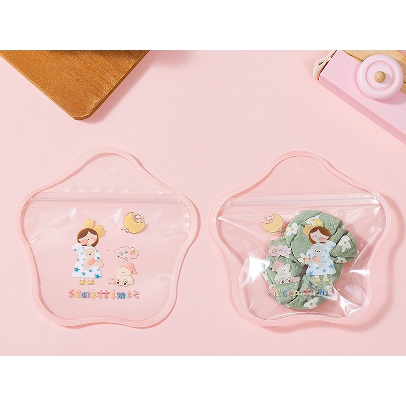 【粉色五角星星自封包裝袋】💕小V購物💕一組10入15x15cm可愛飾品袋 自封袋 彩色髮夾包裝袋收納袋 首飾包裝-細節圖3