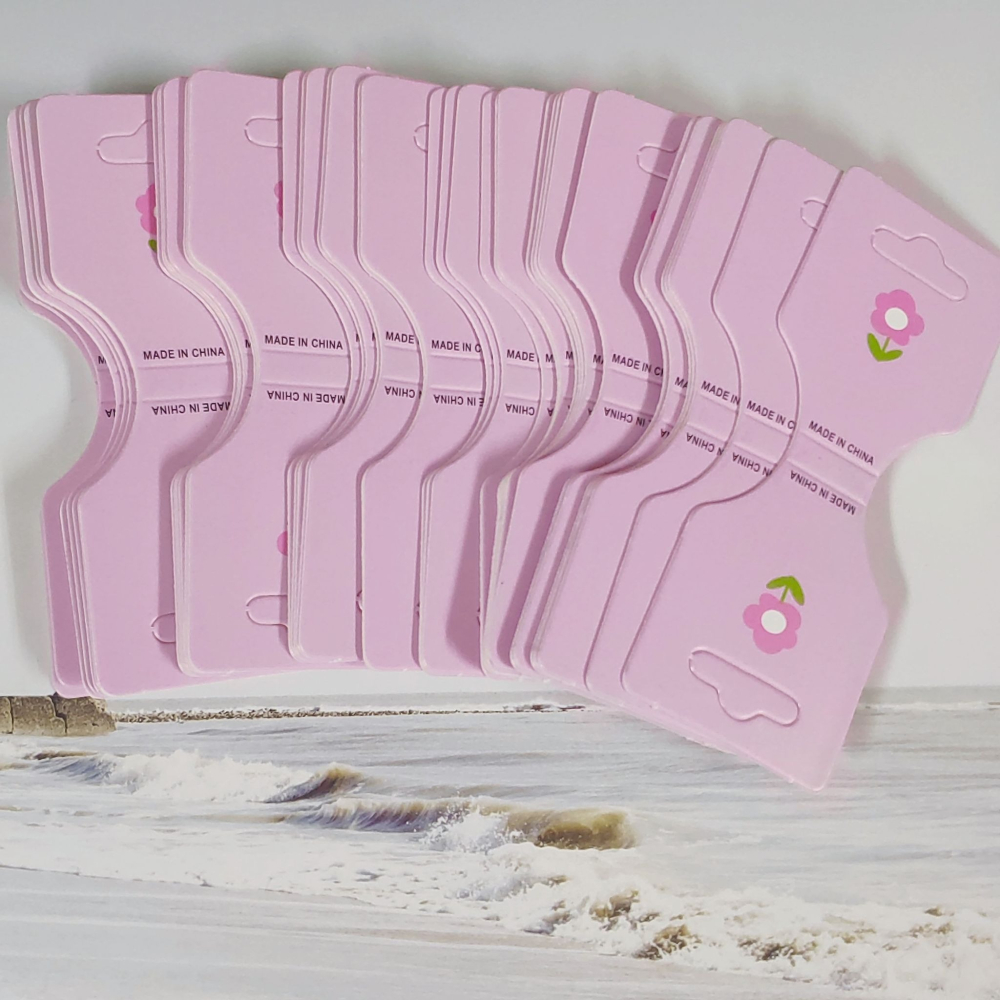 💕新品 粉紫小花款 💕一組50張💕3.5x9cm 髮圈紙卡 髮飾紙卡 兒童髮飾 包裝卡 髮圈卡 髮卡 包裝卡 髮圈-細節圖4