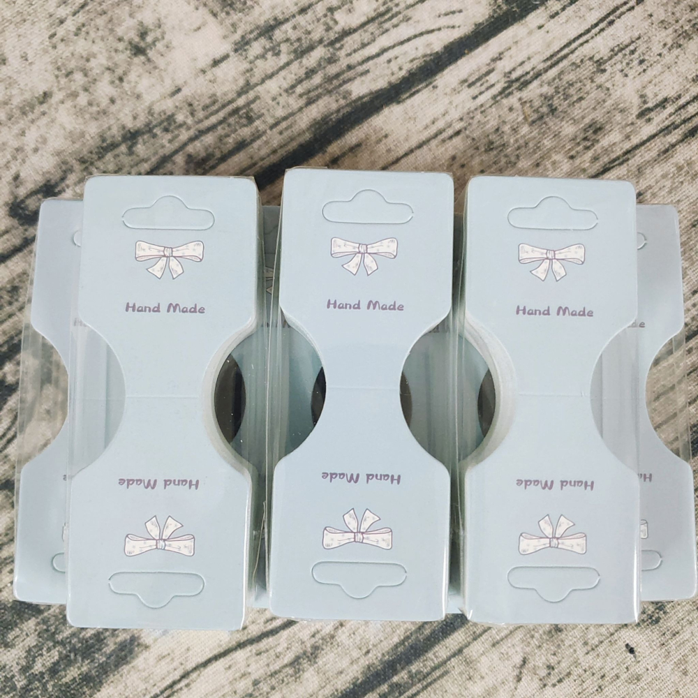 💕新品 淺藍蝴蝶結款 💕一組50張💕3.5x9cm 髮圈紙卡 髮飾紙卡 兒童髮飾 包裝卡 髮圈卡 髮卡 包裝卡 髮-細節圖2