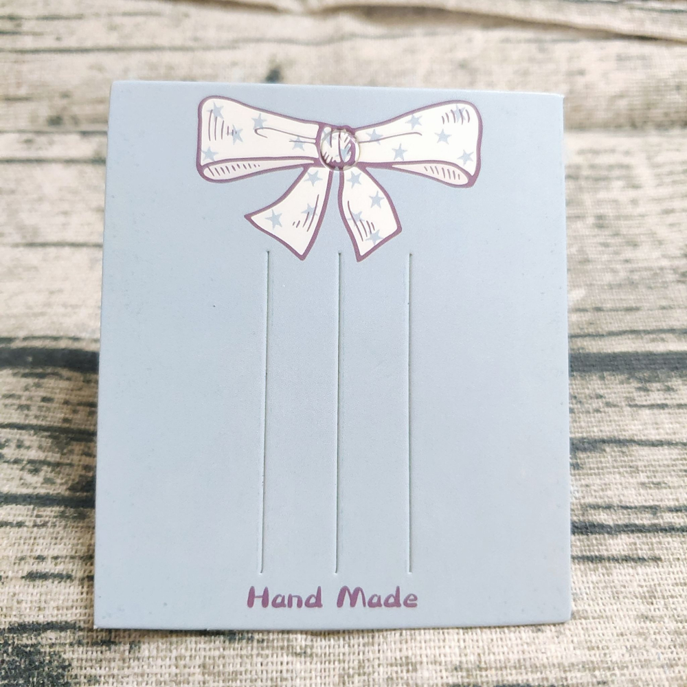 💕新品6.3x7.3cm 藍灰色蝴蝶結髮夾卡💕一組50張髮夾 髮夾卡 彩色紙卡 包裝卡 髮圈卡 髮卡 髮飾紙卡 飾品-細節圖3