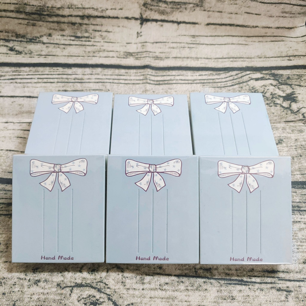 💕新品6.3x7.3cm 藍灰色蝴蝶結髮夾卡💕一組50張髮夾 髮夾卡 彩色紙卡 包裝卡 髮圈卡 髮卡 髮飾紙卡 飾品-細節圖4