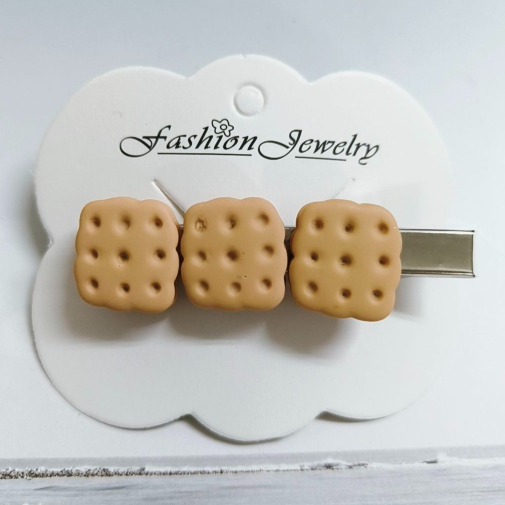 💕小V購物💕【手作髮夾系列 - 餅乾髮夾】 手作髮夾 奶油膠髮夾 可愛髮夾 卡通髮夾 韓系髮夾 鴨嘴夾 餅乾 髮夾-細節圖3