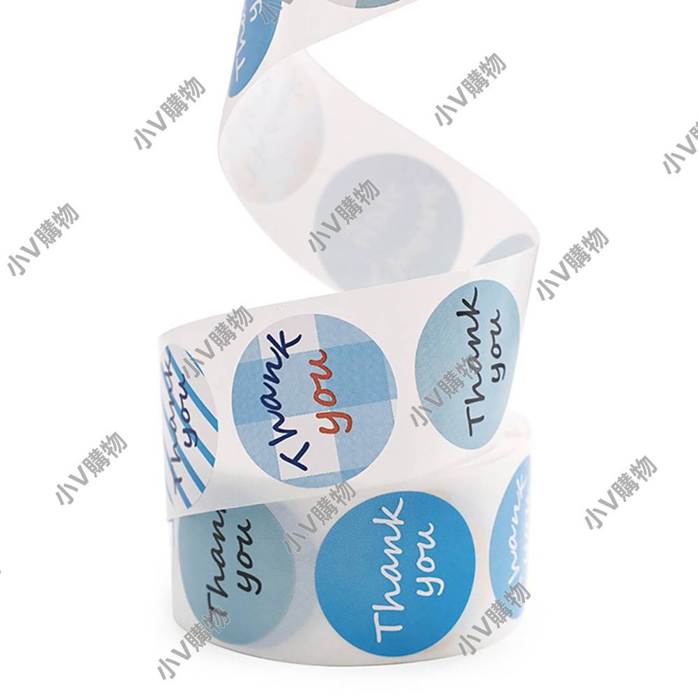 💕小V購物💕【C188】【一捲500枚】圓形 感謝貼紙 封口貼紙 圓形封口貼感謝貼 花卉手工裝飾貼紙 圓形卷花卉愛心-細節圖2