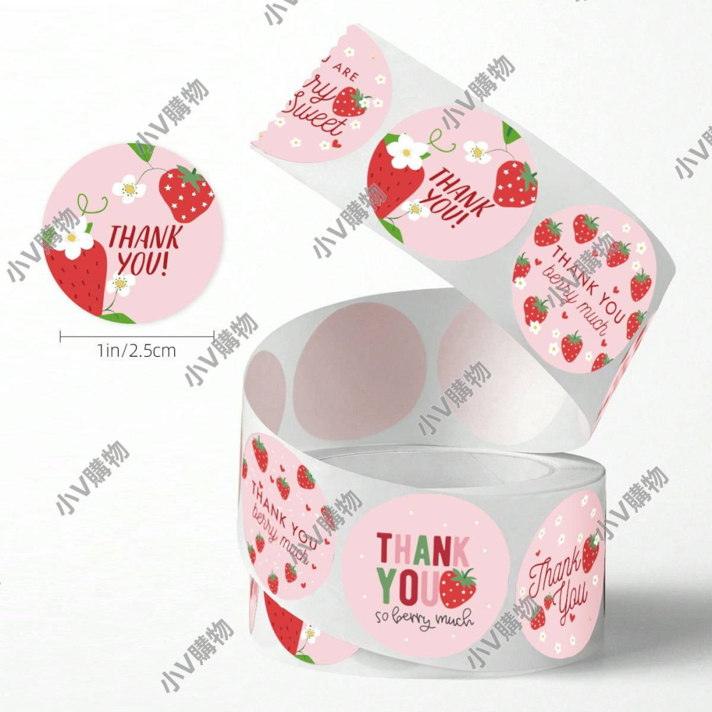 💕小V購物💕【C54】【一捲500枚】圓形 感謝貼紙 封口貼紙 圓形封口貼感謝貼 花卉手工裝飾貼紙 圓形卷花卉愛心貼-細節圖2