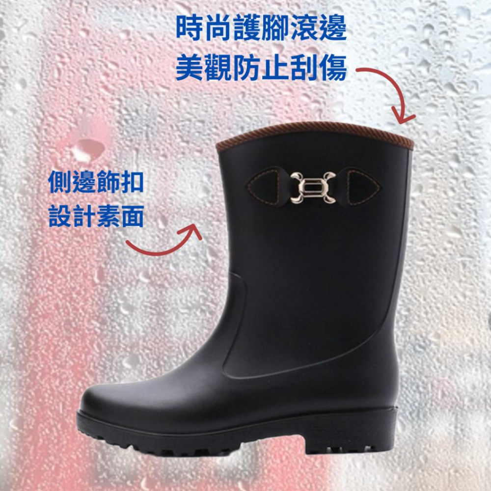 新晉牌 J-269時尚防水雨靴 黑 女鞋 防水 登山 上班 工作 雪地都適合 時尚休閒-細節圖2