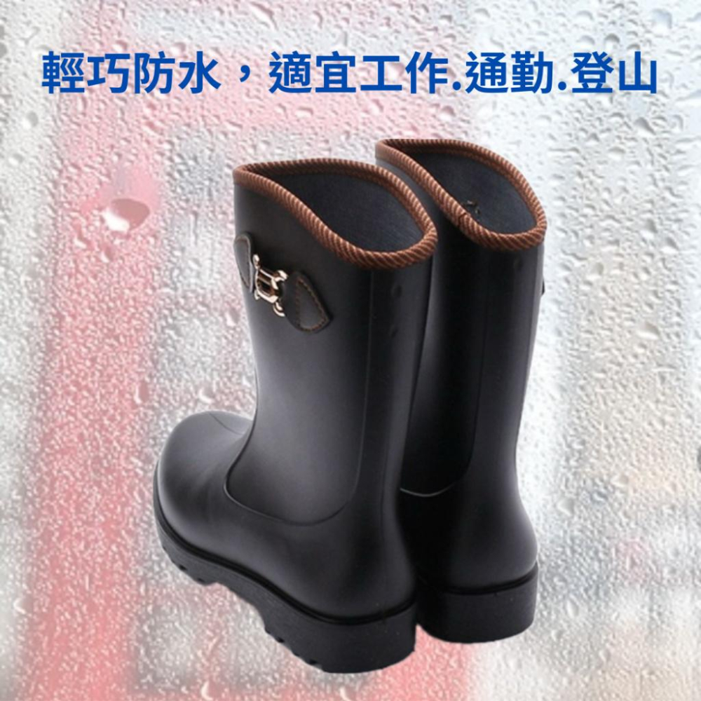 新晉牌 J-269時尚防水雨靴 黑 女鞋 防水 登山 上班 工作 雪地都適合 時尚休閒-細節圖3