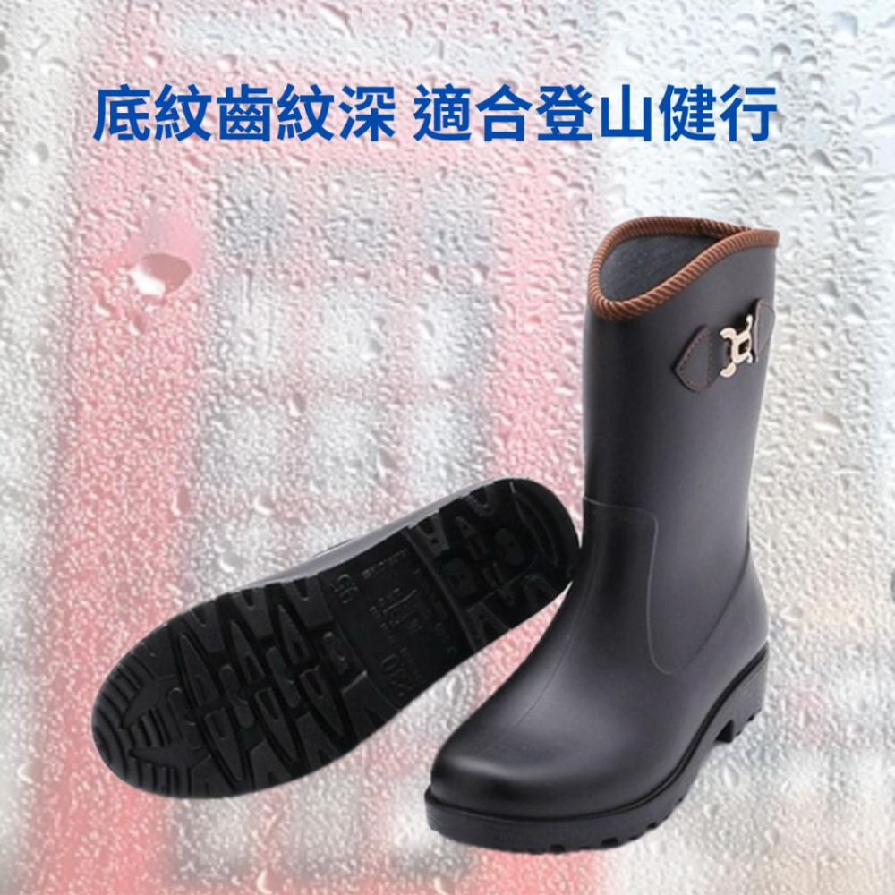 新晉牌 J-269時尚防水雨靴 黑 女鞋 防水 登山 上班 工作 雪地都適合 時尚休閒-細節圖4