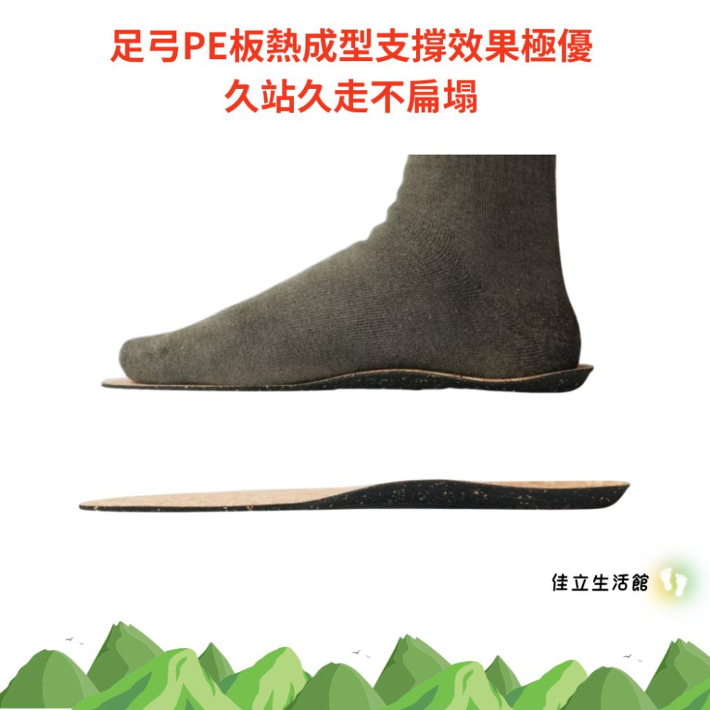 台灣製造 軟木運動鞋墊 透氣吸汗高彈緩震保護腳踝足弓支撐舒適防滑墊-細節圖5