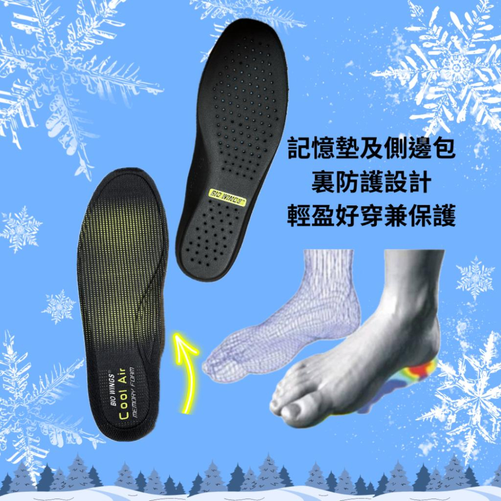 Biowings Cool Air涼感記憶鞋墊 舒適 耐久走 輕量 足弓支撐 透氣 Biosuzu百優適透氣PU環保泡綿-細節圖3