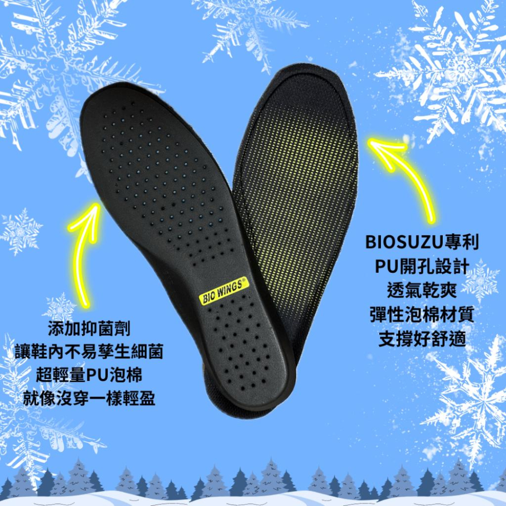 Biowings Cool Air涼感記憶鞋墊 舒適 耐久走 輕量 足弓支撐 透氣 Biosuzu百優適透氣PU環保泡綿-細節圖4