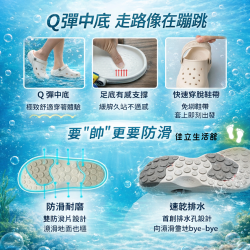 G.P綠藻蛙特鞋 A5333 洞洞鞋 布希鞋 舒適鞋 涼拖鞋  AQUOS 排水兩穿走入式涼拖鞋 男女款居家戶外-細節圖4