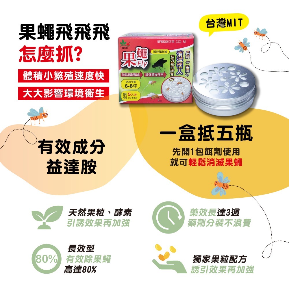 【新生王子】奧除果蠅Fly 果蚤蠅 誘殺餌劑盒 蚤蠅 消滅果蠅 果蠅非速必效 MIT品質保證-細節圖2