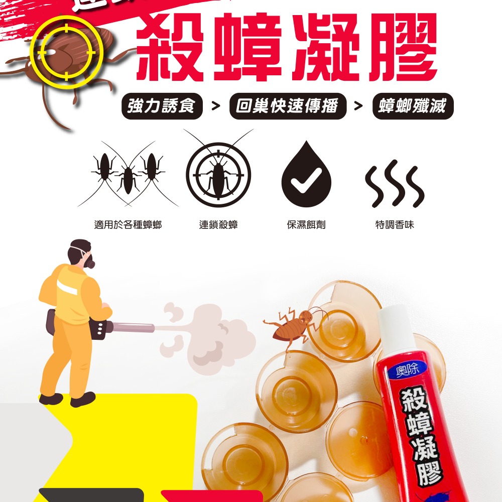 【新生王子】奧除 殺蟑凝膠15g 強效蟑螂藥 加送4入防寵物孩童誤食安全餌盒 適合各種蟑螂 連鎖滅蟑 現貨-細節圖3
