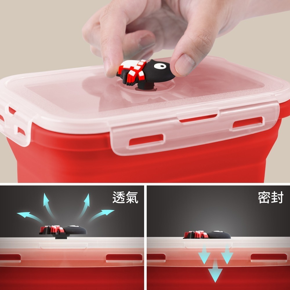 【Bone 蹦克】1200ml-Bone款矽膠摺疊保鮮盒 可微波 矽膠保鮮盒 摺疊保鮮盒-細節圖5