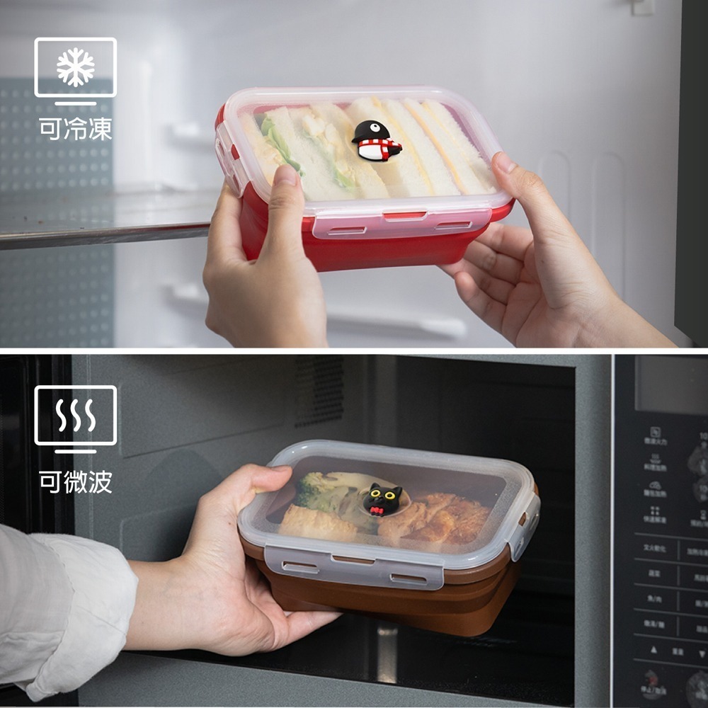 【Bone 蹦克】1200ml-Bone款矽膠摺疊保鮮盒 可微波 矽膠保鮮盒 摺疊保鮮盒-細節圖6