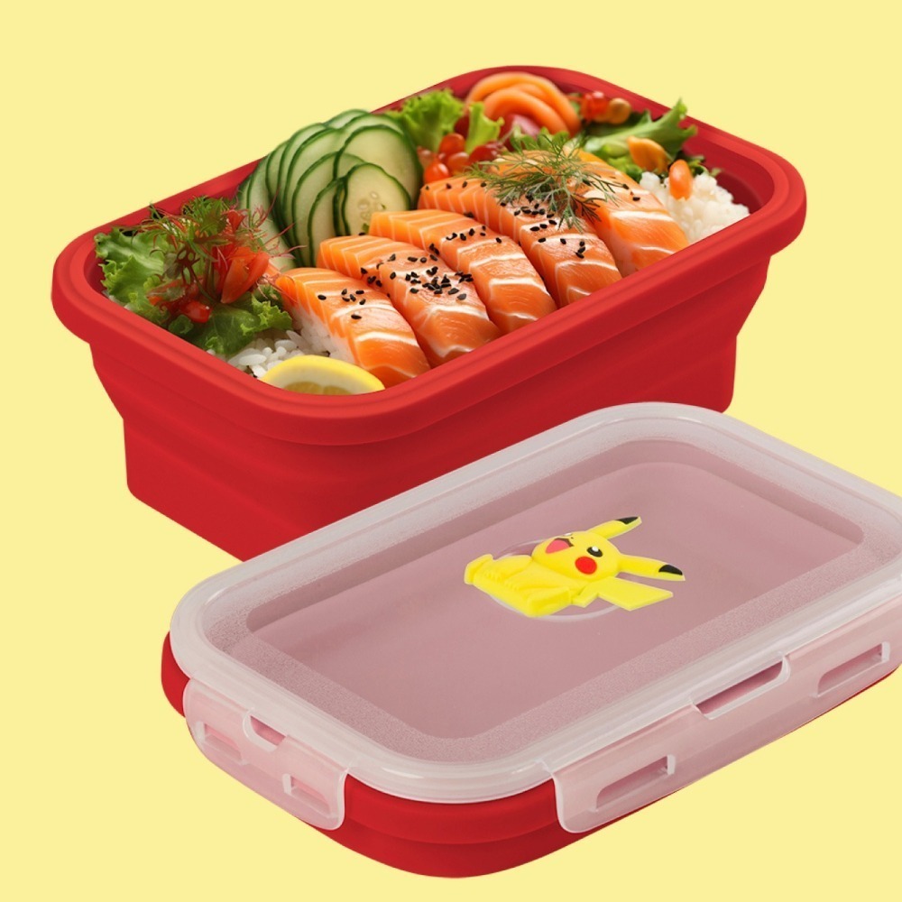 【Bone 蹦克】1200ml-寶可夢款矽膠摺疊保鮮盒 可微波 矽膠保鮮盒 摺疊保鮮盒-細節圖3