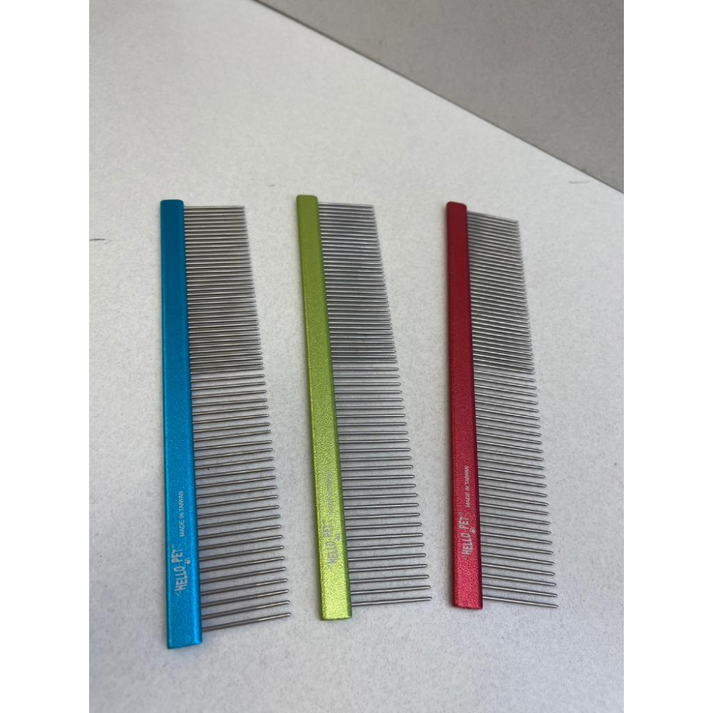 🌺妤珈寵物店🌺HELLO PET 鋁質 疏密直排梳 金屬 握柄 鋁質齒針梳不 台灣製造 (寵物美容師國家考)-細節圖4
