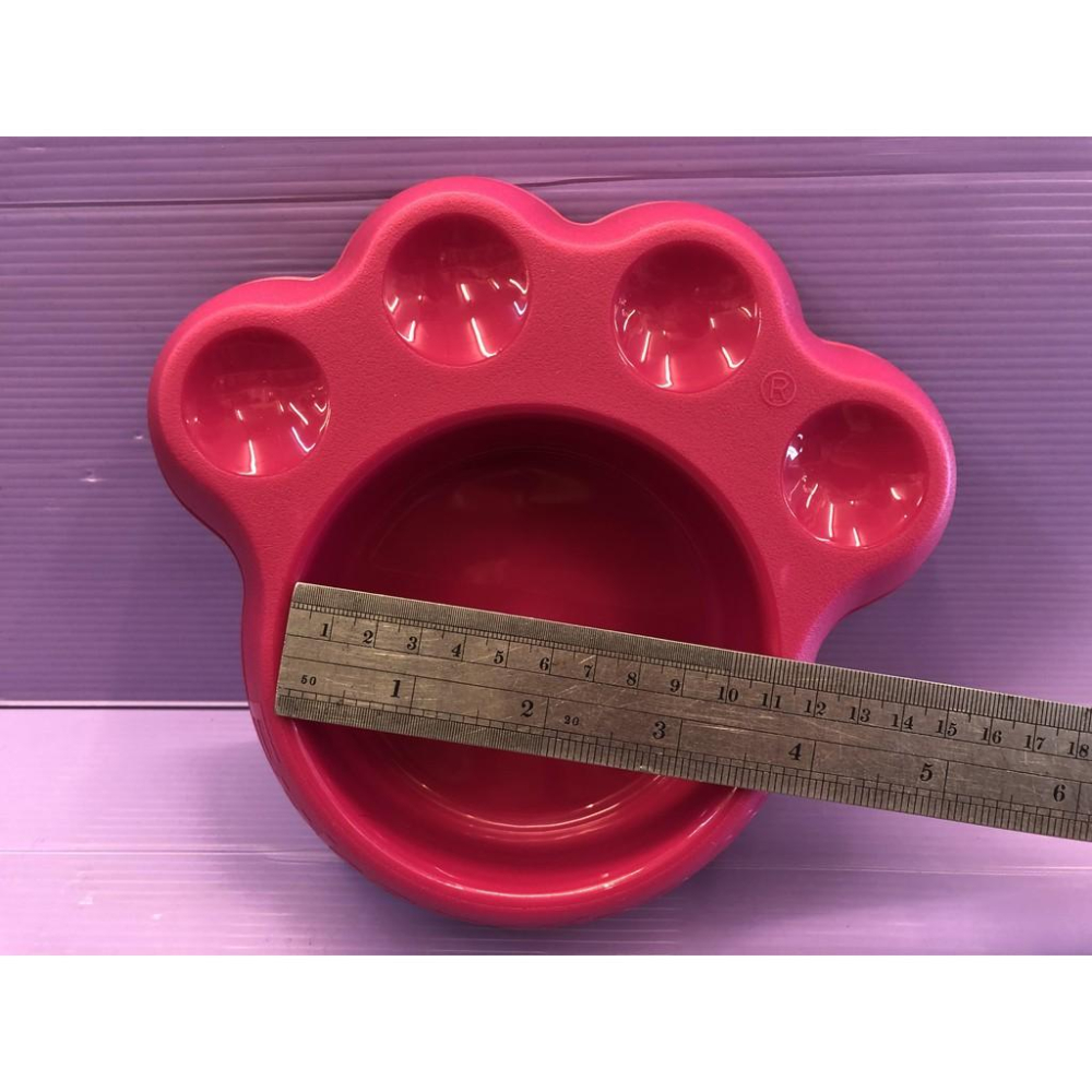 🌺妤珈寵物店🌺狗碗 寵物用品 優質厚實 圓形狗碗 可愛腳印桃色塑膠單 寵物用品食具 狗糧碗-細節圖3