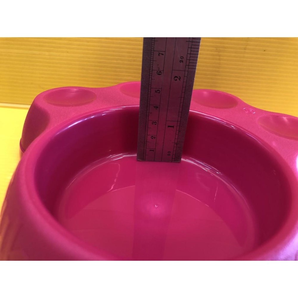 🌺妤珈寵物店🌺狗碗 寵物用品 優質厚實 圓形狗碗 可愛腳印桃色塑膠單 寵物用品食具 狗糧碗-細節圖4