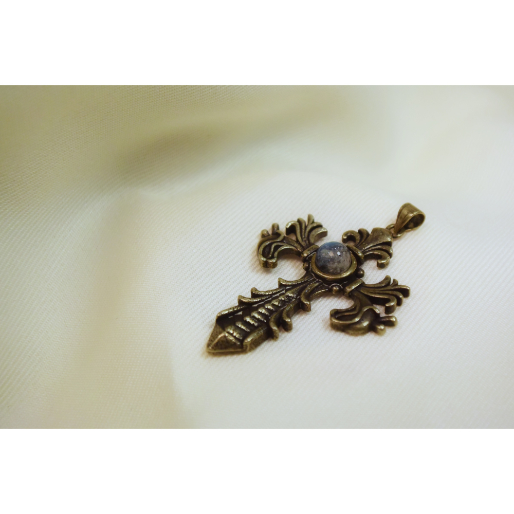 🕯️ 星痕之守 · 拉長石古銅十字墜 ✝️-細節圖2