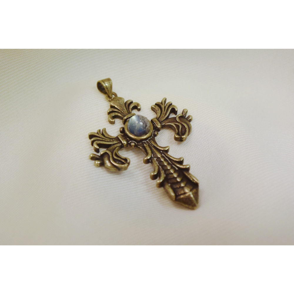 🕯️ 星痕之守 · 拉長石古銅十字墜 ✝️-細節圖3