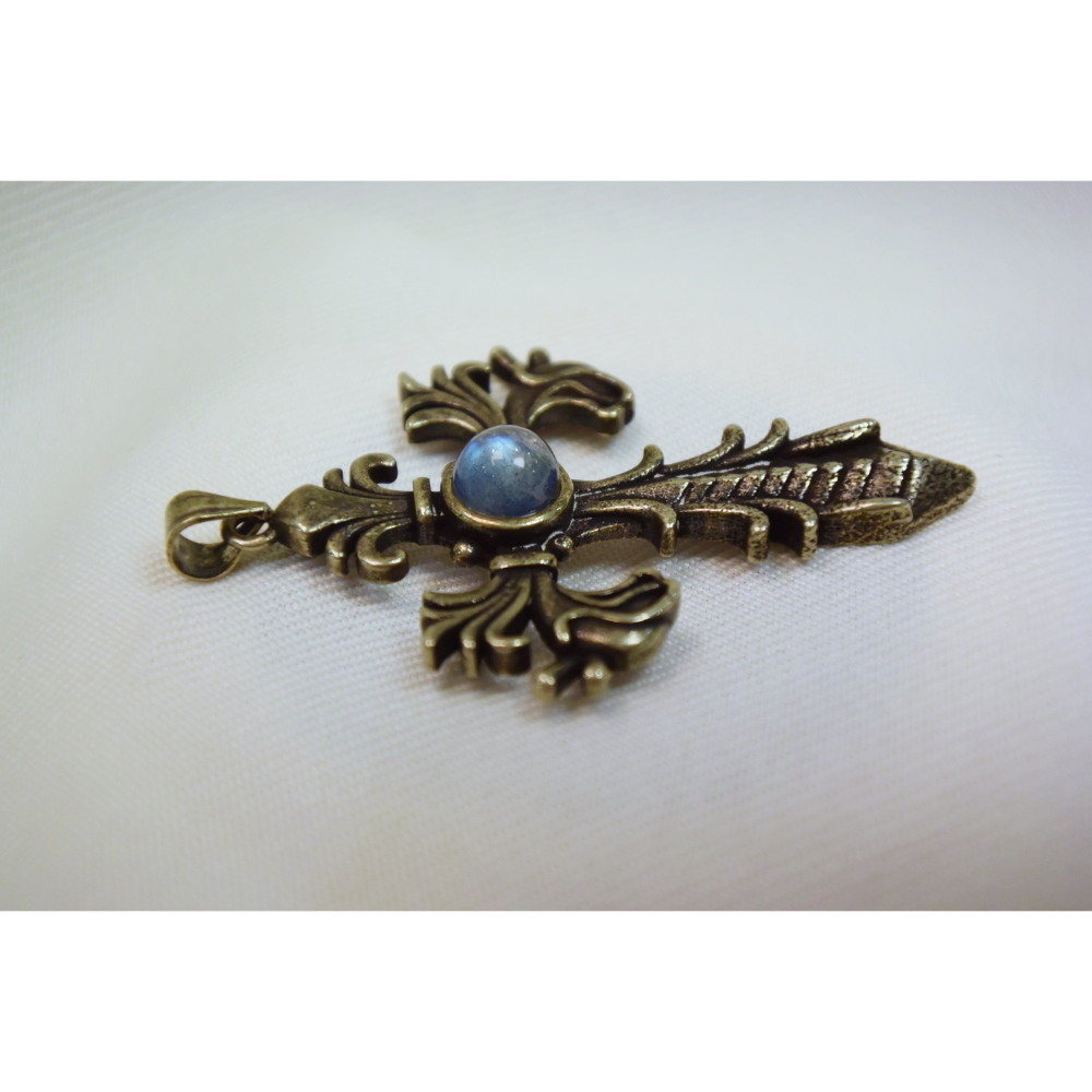 🕯️ 星痕之守 · 拉長石古銅十字墜 ✝️-細節圖4