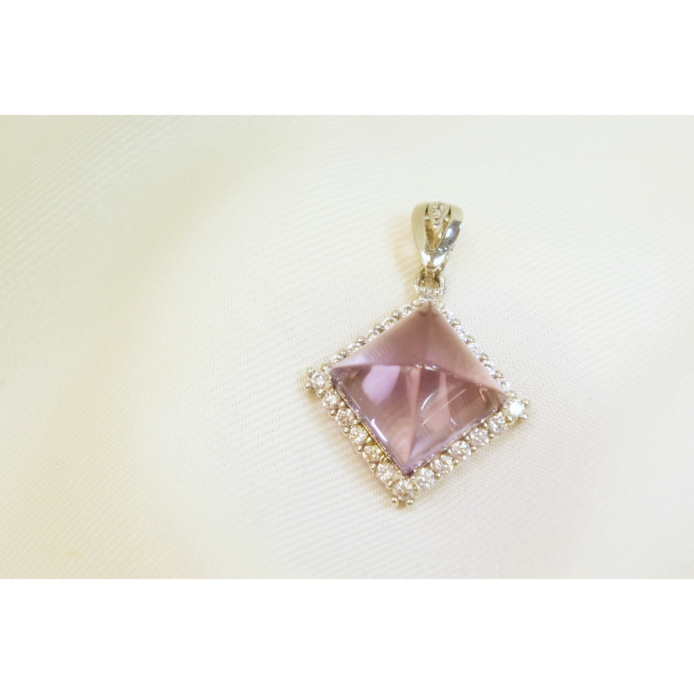 ⛰️靜寂之心，紫水晶鑲方形墜子🏝️-細節圖2