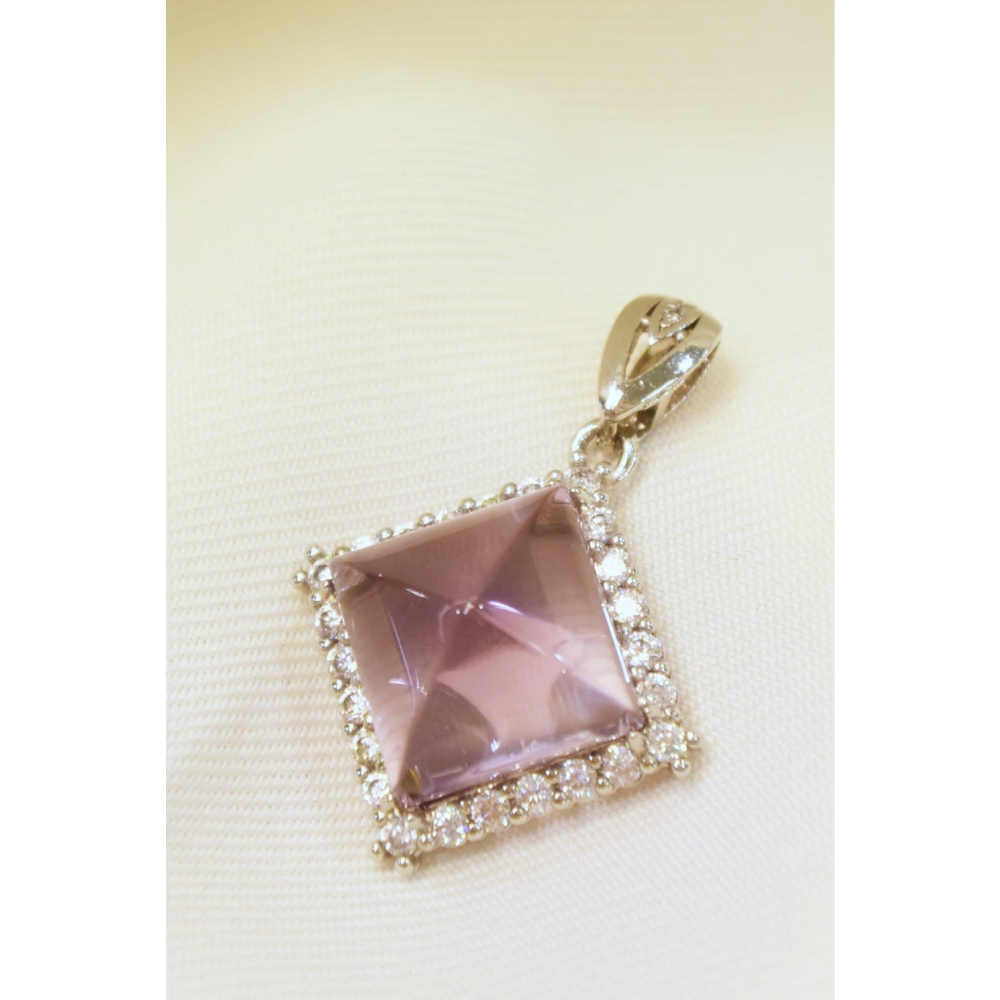 ⛰️靜寂之心，紫水晶鑲方形墜子🏝️-細節圖3