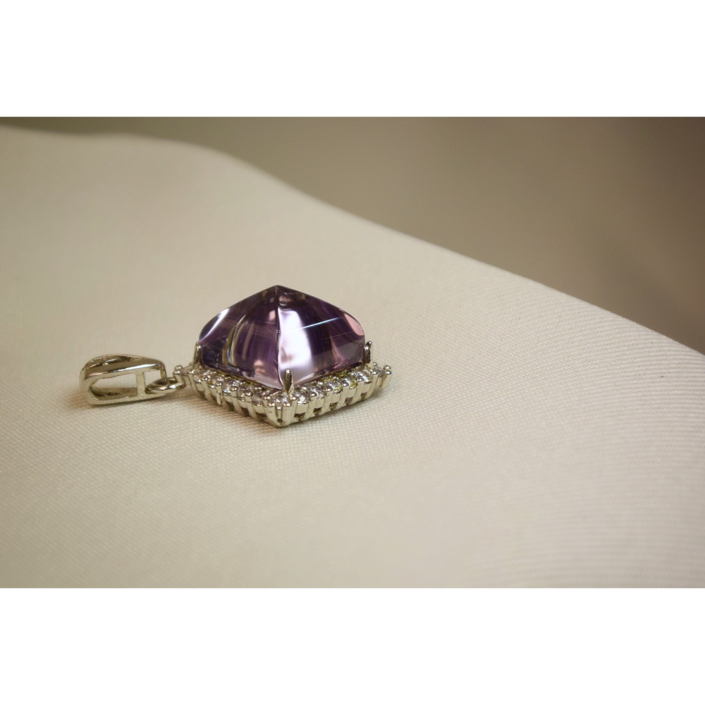 ⛰️靜寂之心，紫水晶鑲方形墜子🏝️-細節圖4