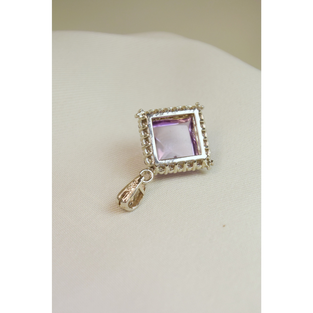 ⛰️靜寂之心，紫水晶鑲方形墜子🏝️-細節圖5