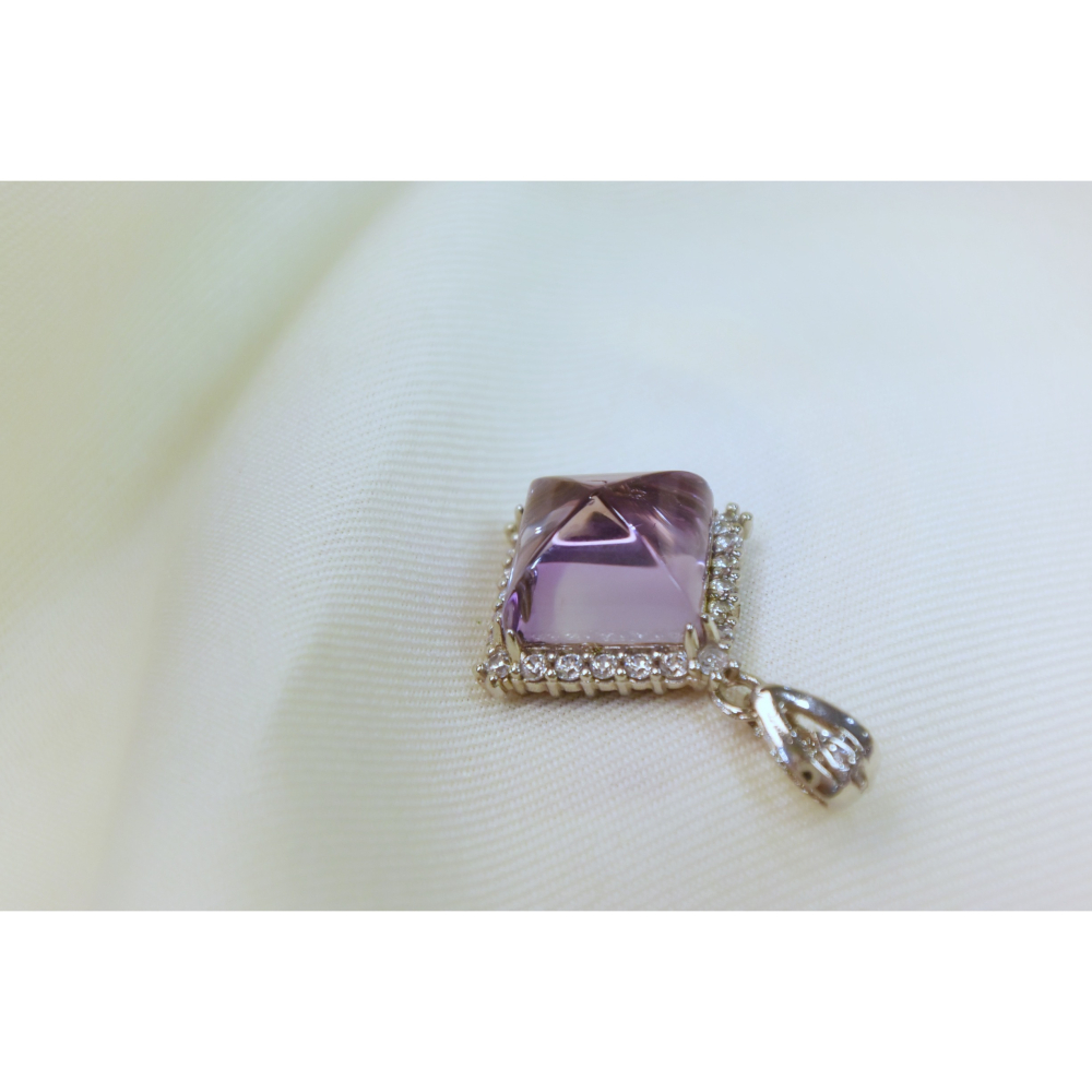 ⛰️靜寂之心，紫水晶鑲方形墜子🏝️-細節圖6