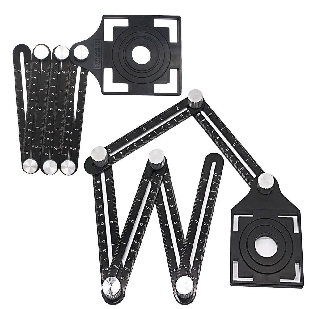 超能玩工 包退0費用●鋁合金六折尺 開孔定位器 角度尺 折疊尺 萬能角度六折尺 磁磚開孔定位 木工 泥作 磁磚 現貨-細節圖2