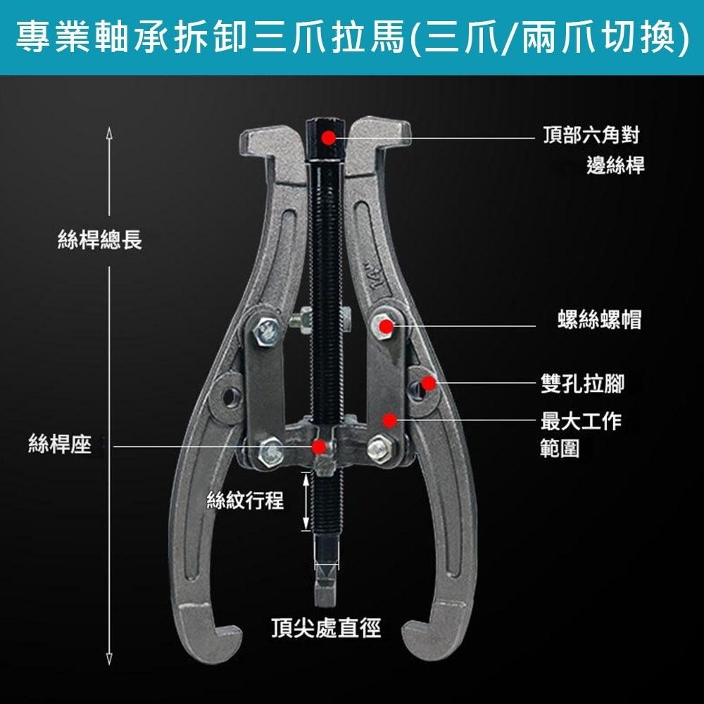 超能玩工 包退0費用●三爪拔輪器 拔輪器 軸承拆卸工具 拉拔器 拉馬器 兩爪 三爪拔輪器 拔輪 軸承拔取器 台灣現貨-細節圖3