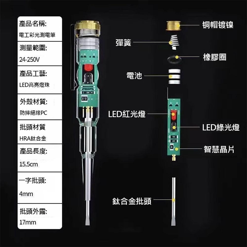 超能玩工 退貨0費用●高亮驗電棒 驗電筆 檢電筆 起子驗電筆 電工 試電筆 側電筆 火線檢測 零線地線 測斷 台灣出貨-細節圖3