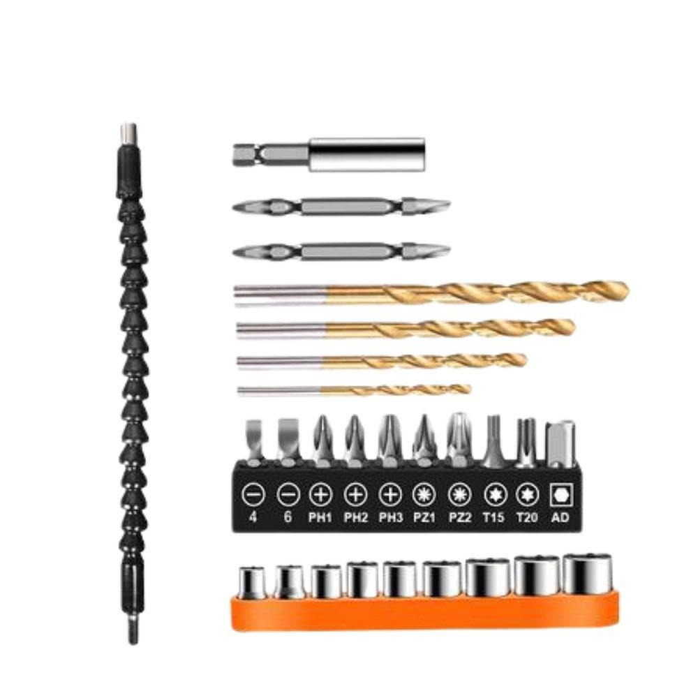 超能玩工 包退0費用●電鑽全能套裝27件組 電鑽 鑽尾 鑽頭 電鑽 電動工具 套筒 螺絲起子 麻花鑽-細節圖2