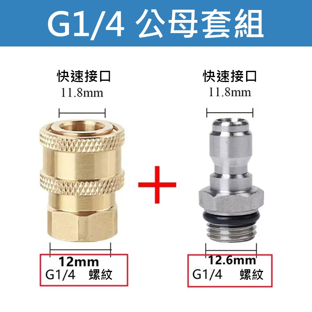 超能玩工 包退0費用●高壓清洗機接頭 14x1.5公母套組 轉接頭 高壓水槍 洗車機噴頭 洗車機接頭 水槍接頭-規格圖5