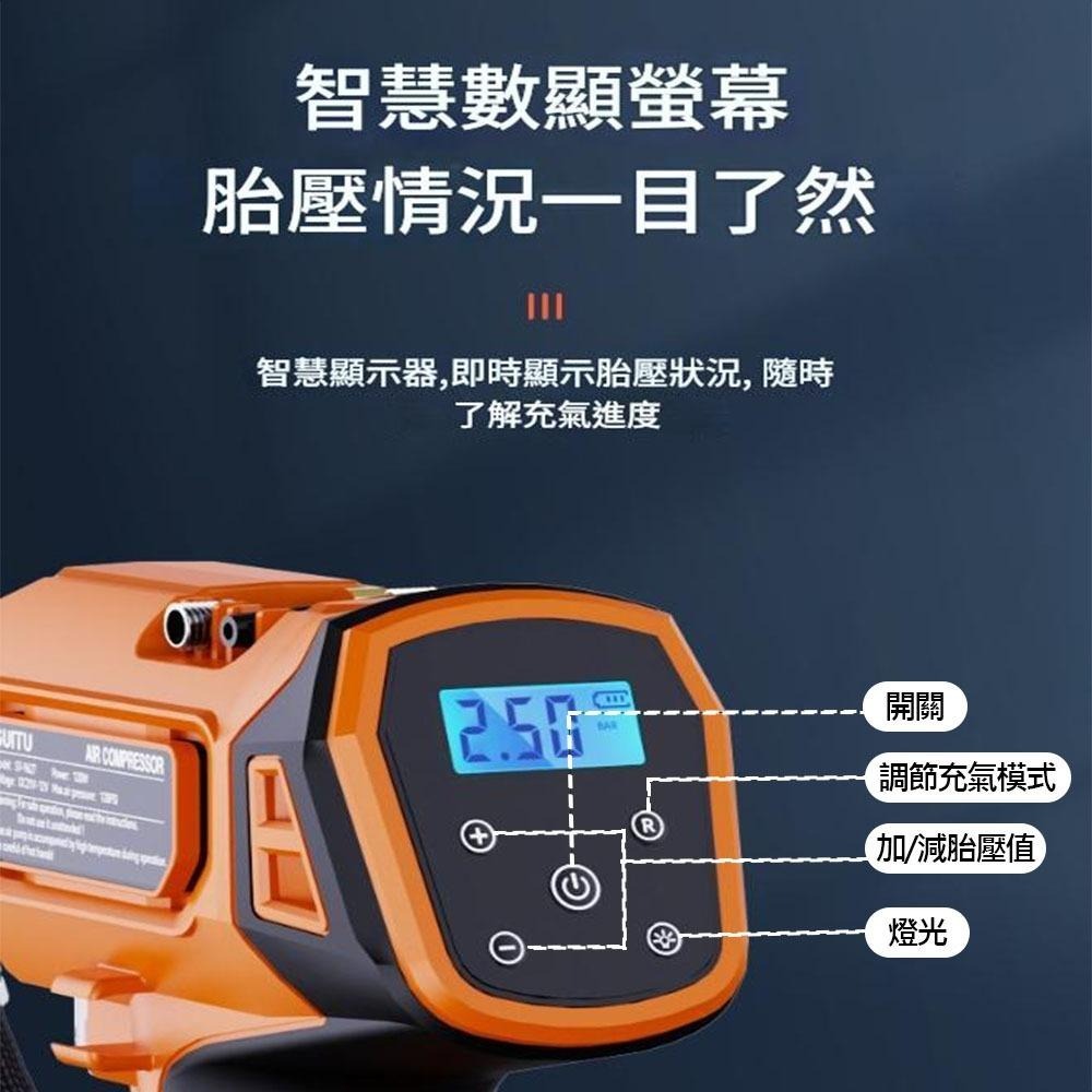超能玩工 保固1年●汽車打氣機 充氣機 無線充氣機 打氣機 胎壓充氣槍 鋰電充氣泵 電動充氣機 車載充氣泵 車用充氣機-細節圖8