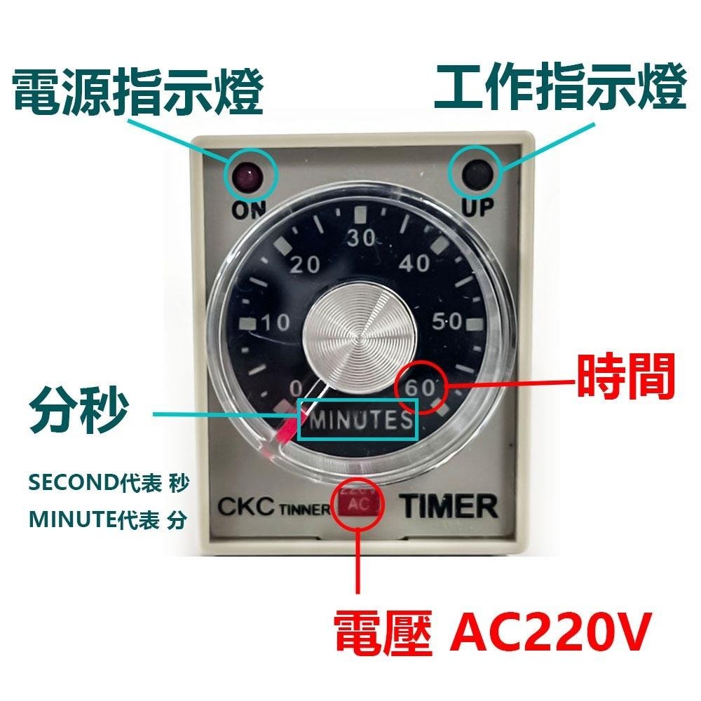 超能玩工 包退0費用●AH3-3 時間繼電器 時控開關220V 通電延遲 可調10-60秒/6-60分 CHCKC-細節圖4