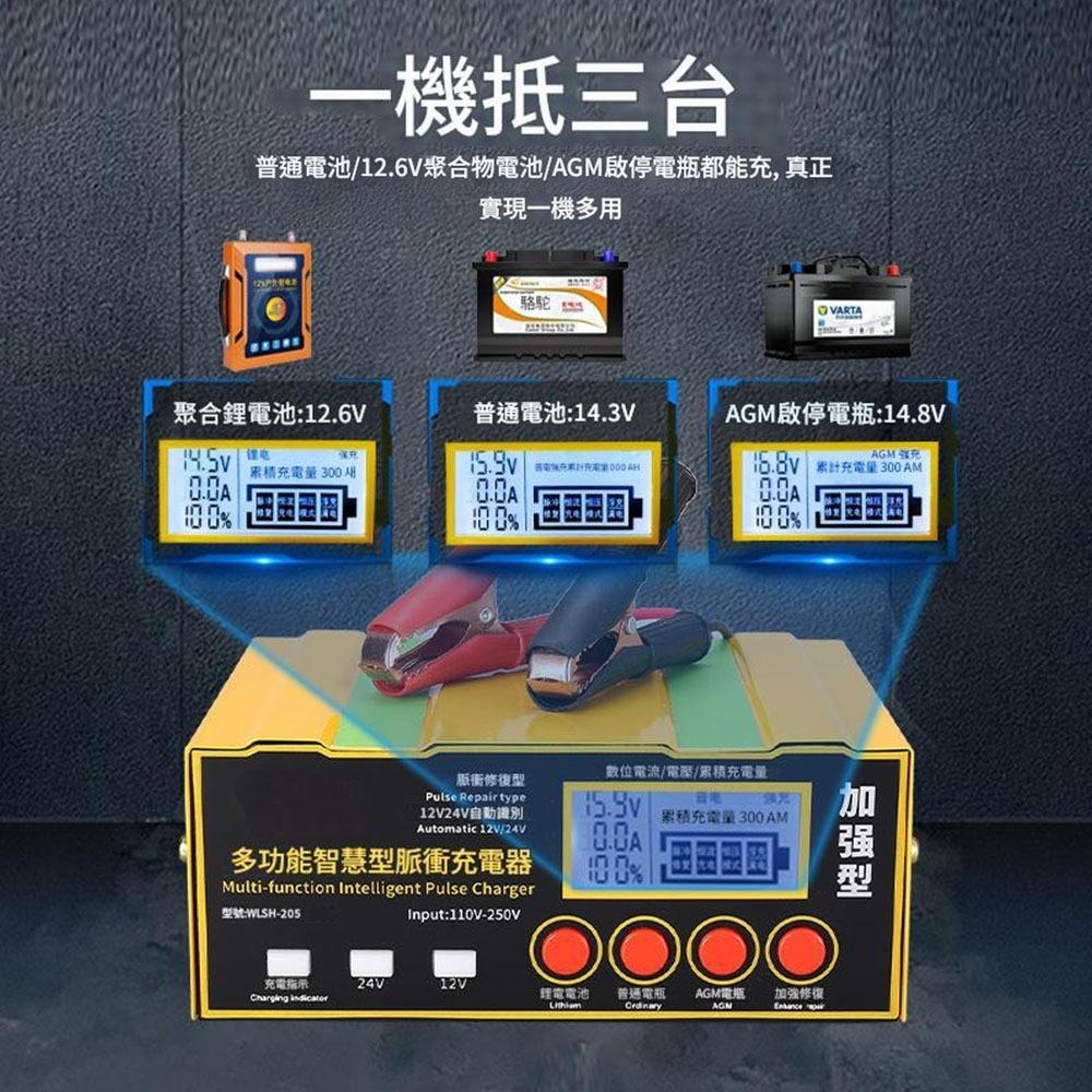 超能玩工 包退0費用●最新 電瓶充電器 高階四模式 鋰電池 AGM電池 EFB電池 強充激活 智能充電器 電池充電 現貨-細節圖4