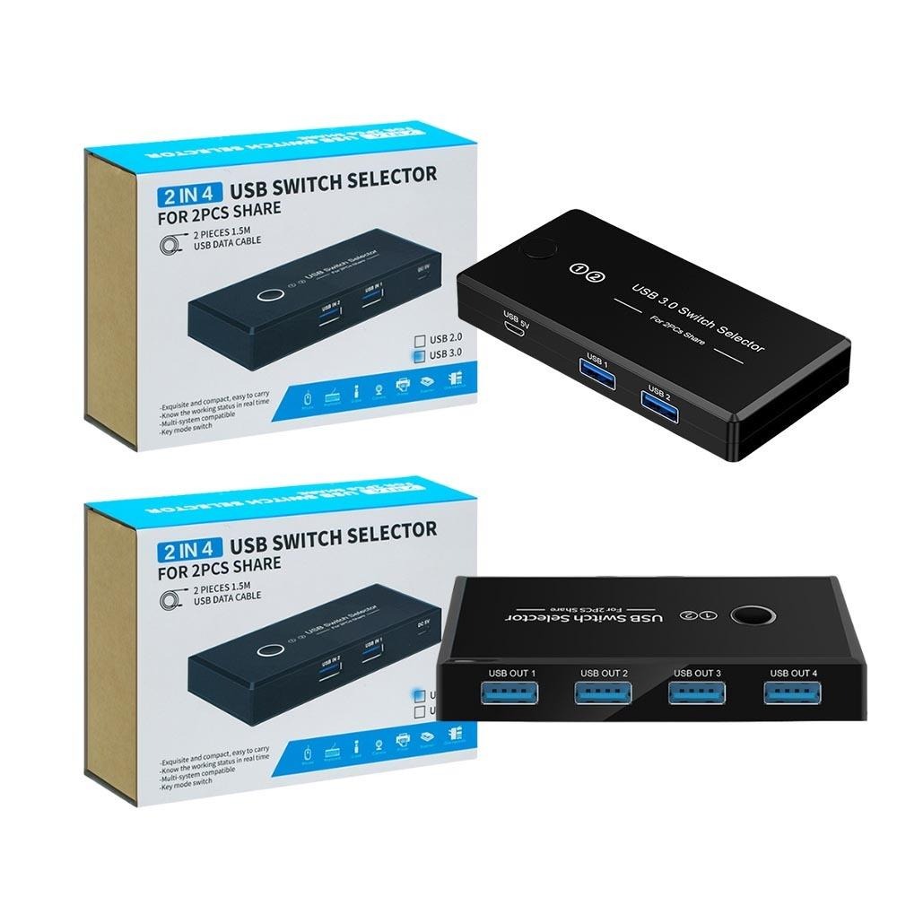 超能玩工 包退0費用●USB 印表機分享器 電腦共享器 二進四出 共享器 多接口分線器 切換器 影印機共享器 打印機-細節圖2