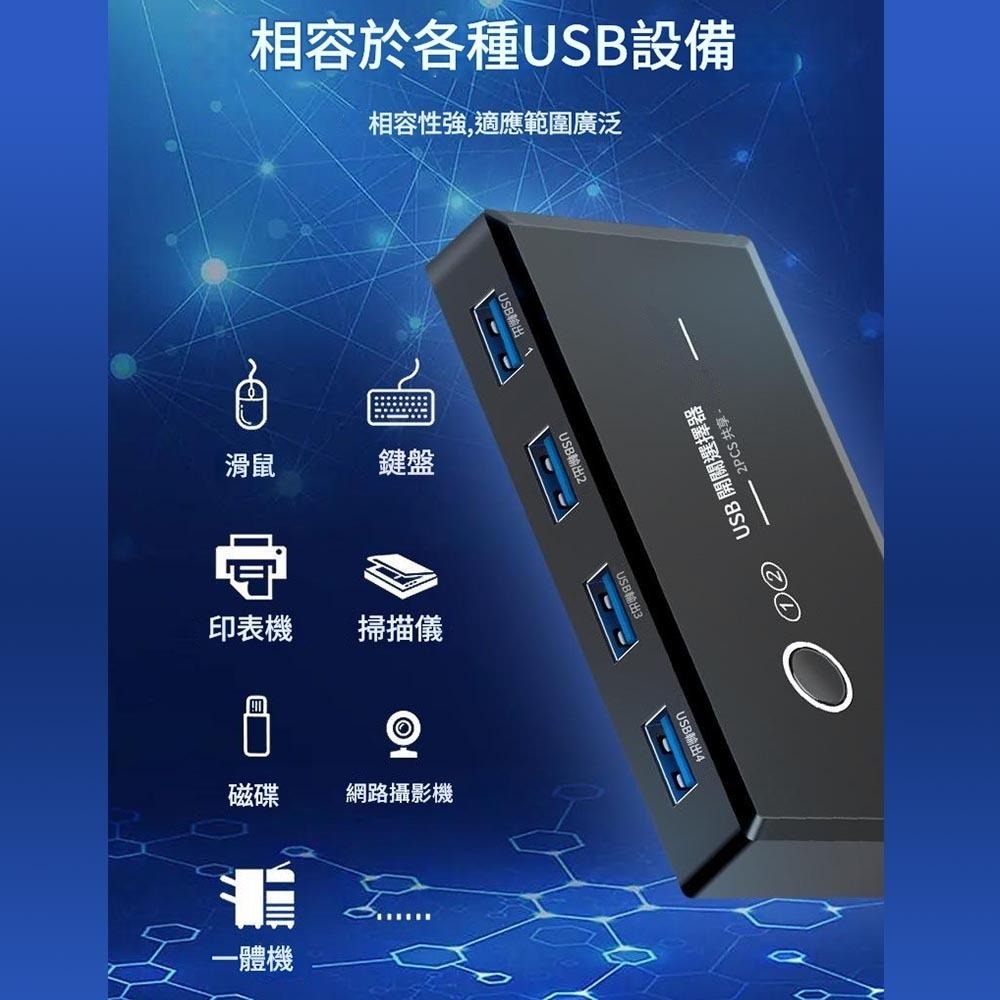 超能玩工 包退0費用●USB 印表機分享器 電腦共享器 二進四出 共享器 多接口分線器 切換器 影印機共享器 打印機-細節圖6