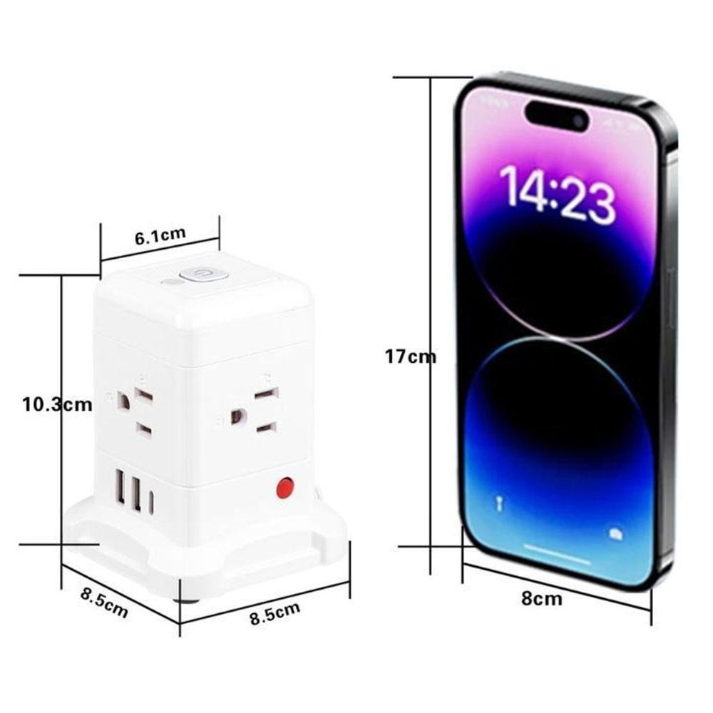 超能玩工 保固1年●多功能usb智能延長線插座 立式延長線插座 4獨立開關 3通用插孔 3USB 二插臺規美規插頭-細節圖9