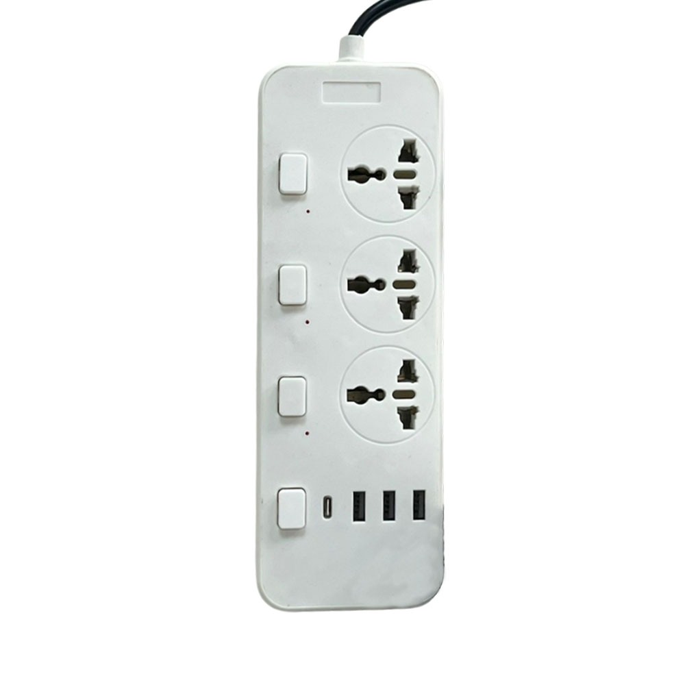 3插孔+3USB+1TypeC臺規2米－－－白