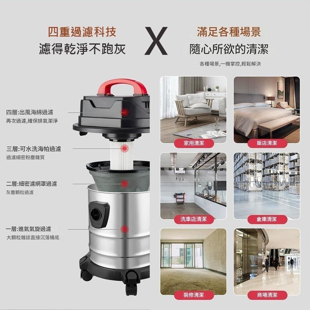 超能玩工 保固1年●乾溼 吸吹 三用吸塵器 直立式吸塵器 20公升 居家清潔 汽車美容工程木工打掃 輕巧 免集塵袋-細節圖7