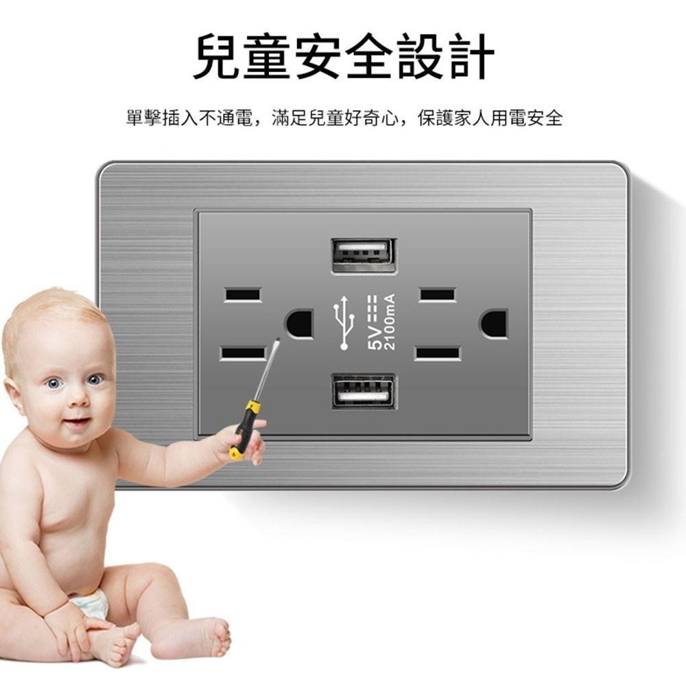 超能玩工 包退0費用●插座開關面板 不鏽鋼拉絲系列面板 單開雙開三開 台灣專用 直插式 電源插座開關 USB TypeC-細節圖6