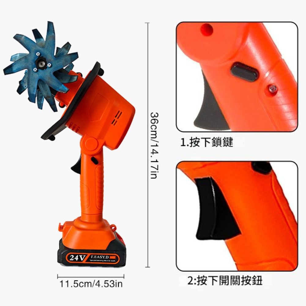 超能玩工 保固一年●鋰電微耕機 手持鋰電微耕機 電動鬆土機 鬆土機 除草機 微耕機 電動鋤頭 電動工具 台灣出貨-細節圖7